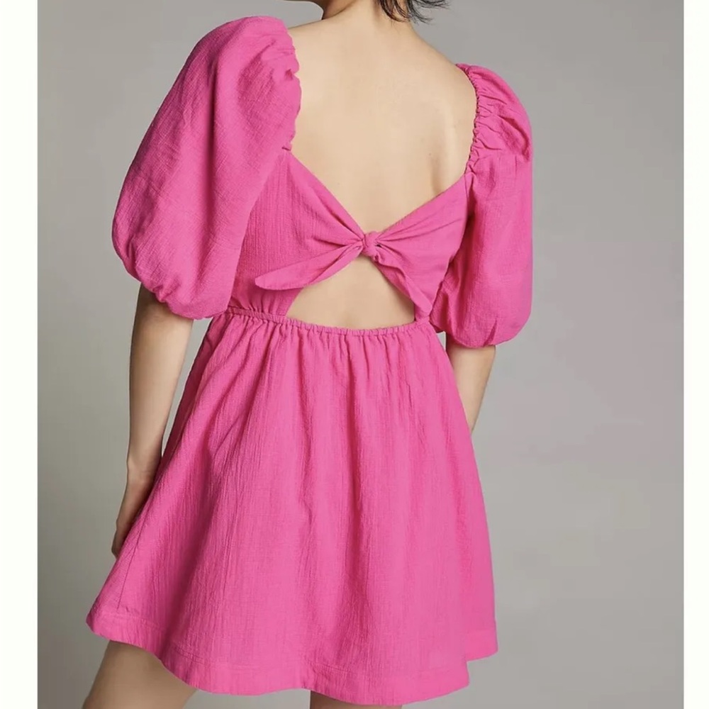 Anthropologie Maeve Dress. 1X. Pink. Puff sleeve. - Picture 2 of 13